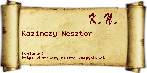 Kazinczy Nesztor névjegykártya